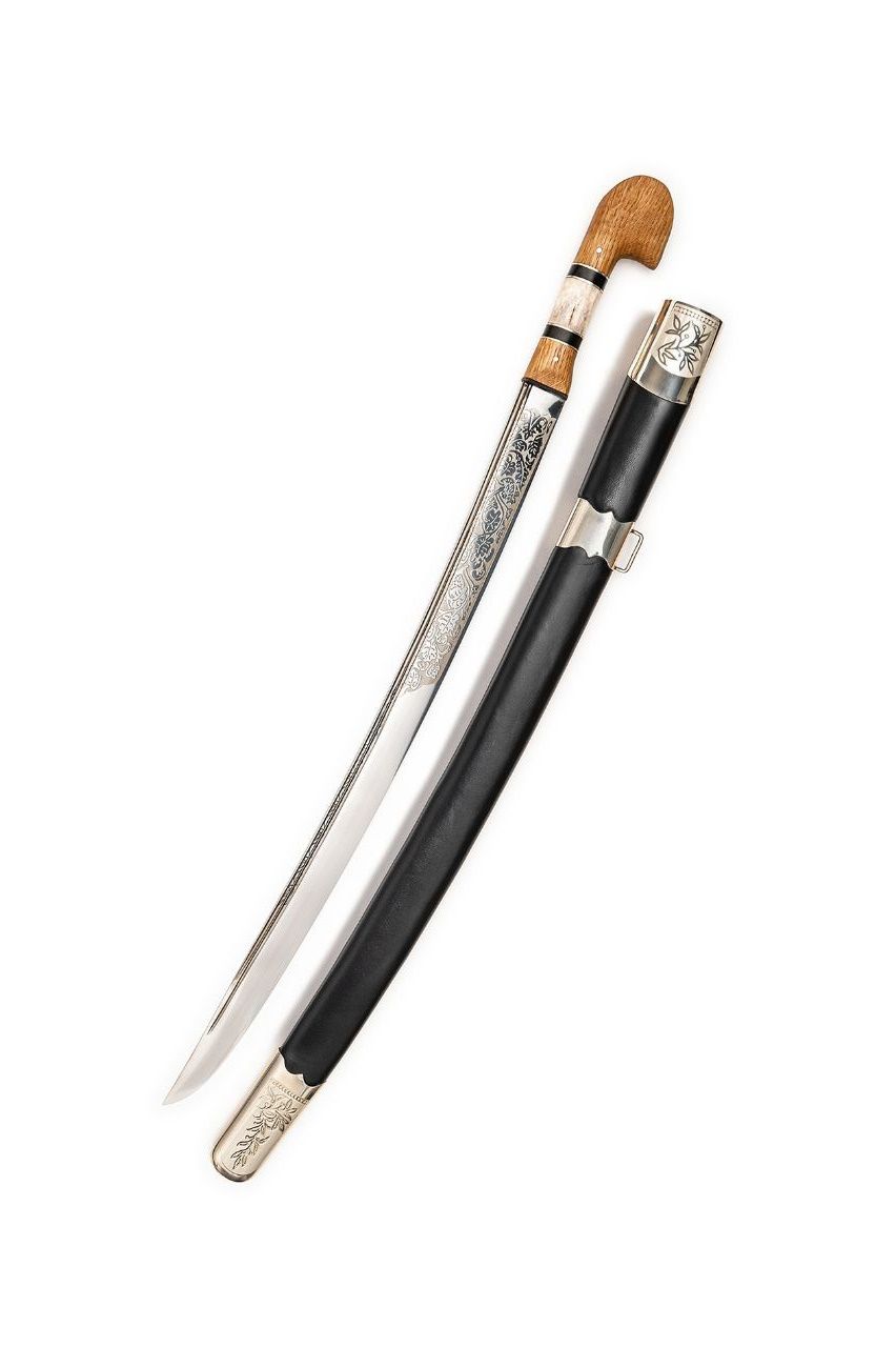 Кавказская мельхиор с резьбой (карагач,кость) фото 