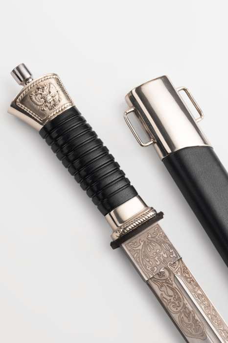 Нож Пластунский с резьбой мельхиор фото 