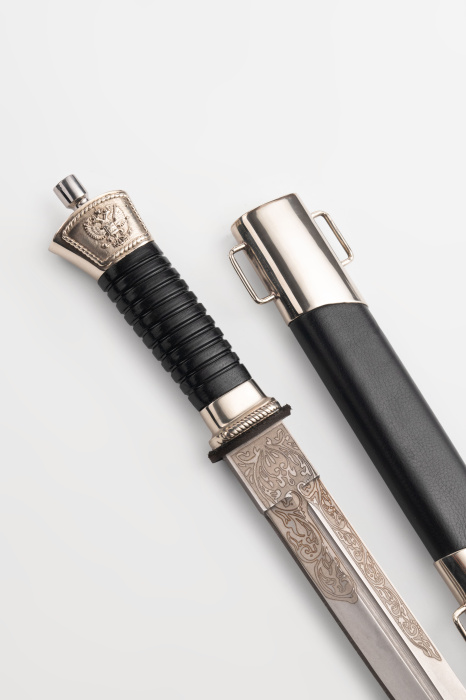 Нож Пластунский с резьбой мельхиор фото 