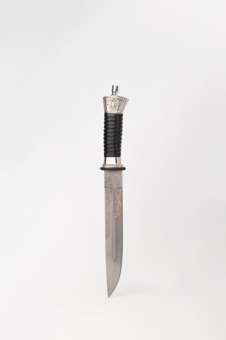 Нож Пластунский с резьбой мельхиор фото 