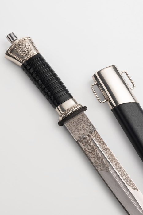 Нож Пластунский с резьбой мельхиор фото 