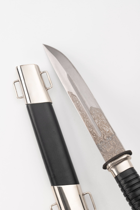 Нож Пластунский с резьбой мельхиор фото 