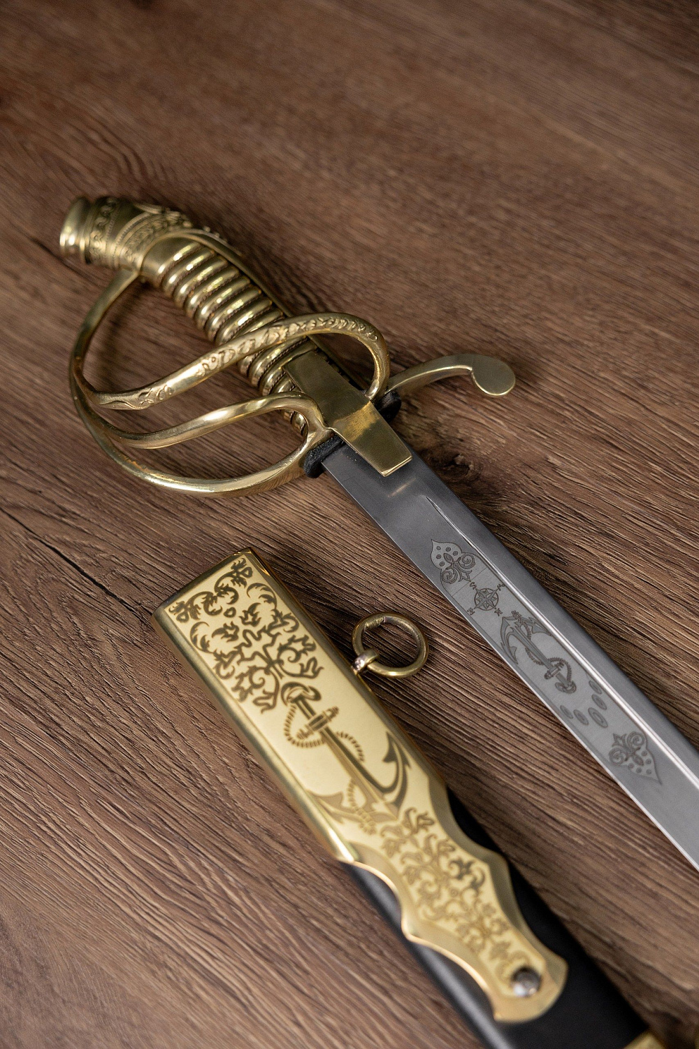 Палаш Морской юбилейный с латунной рукоятью 1855 года фото 