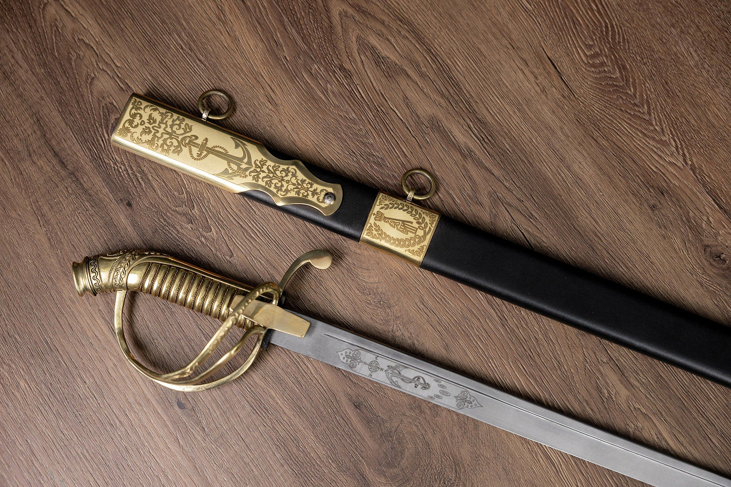 Палаш Морской юбилейный с латунной рукоятью 1855 года фото 