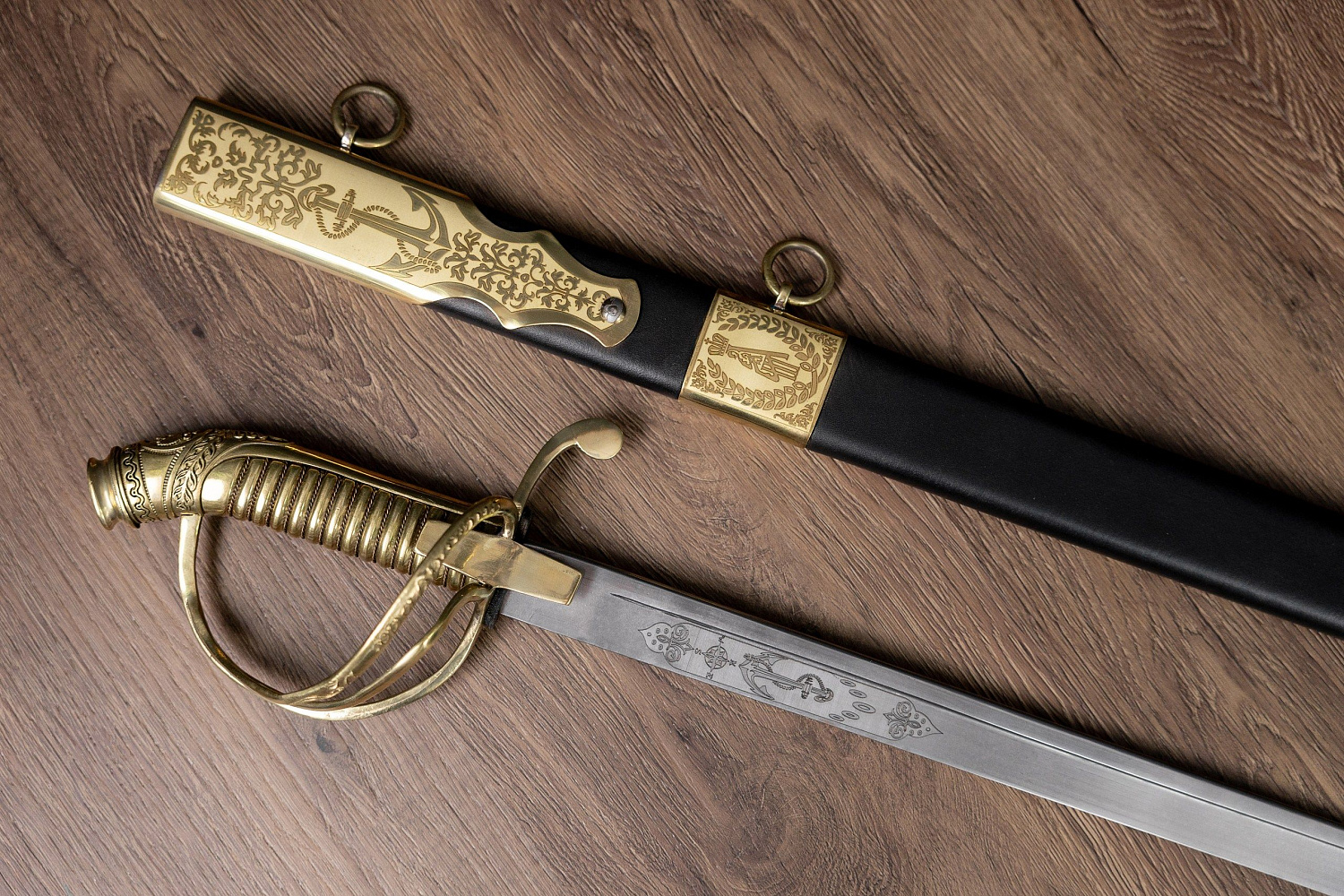 Палаш Морской юбилейный с латунной рукоятью 1855 года фото 