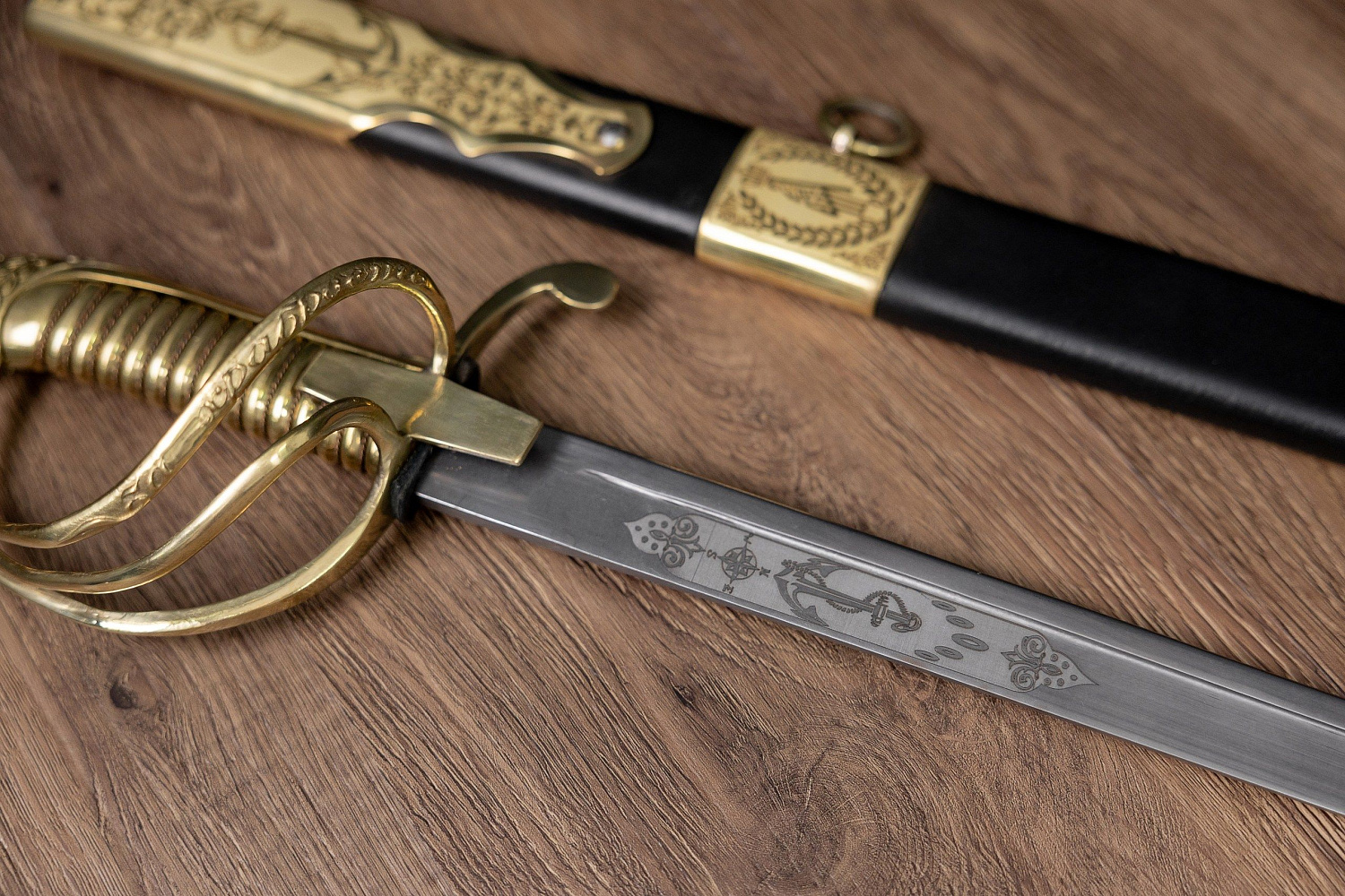 Палаш Морской юбилейный с латунной рукоятью 1855 года фото 