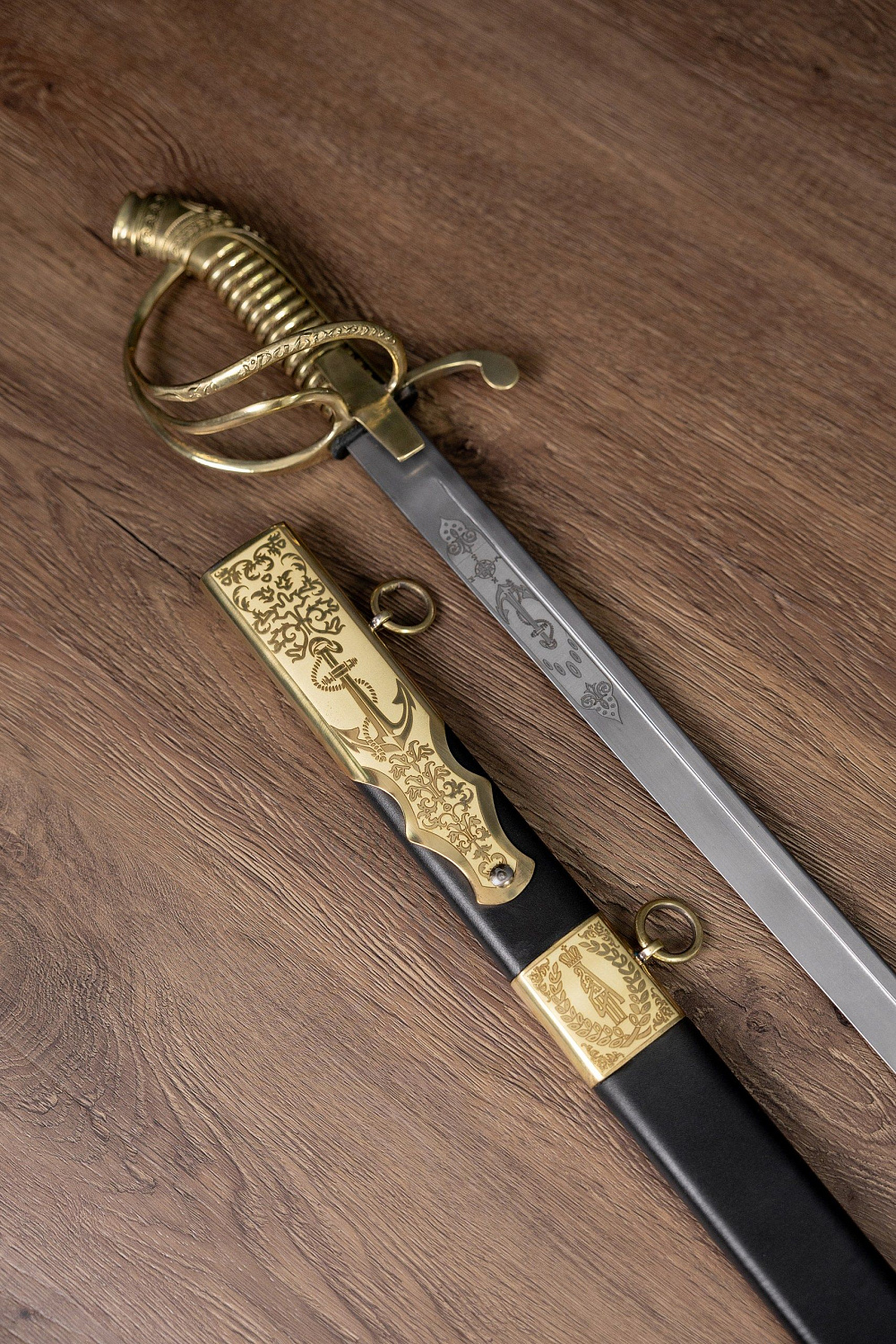 Палаш Морской юбилейный с латунной рукоятью 1855 года фото 